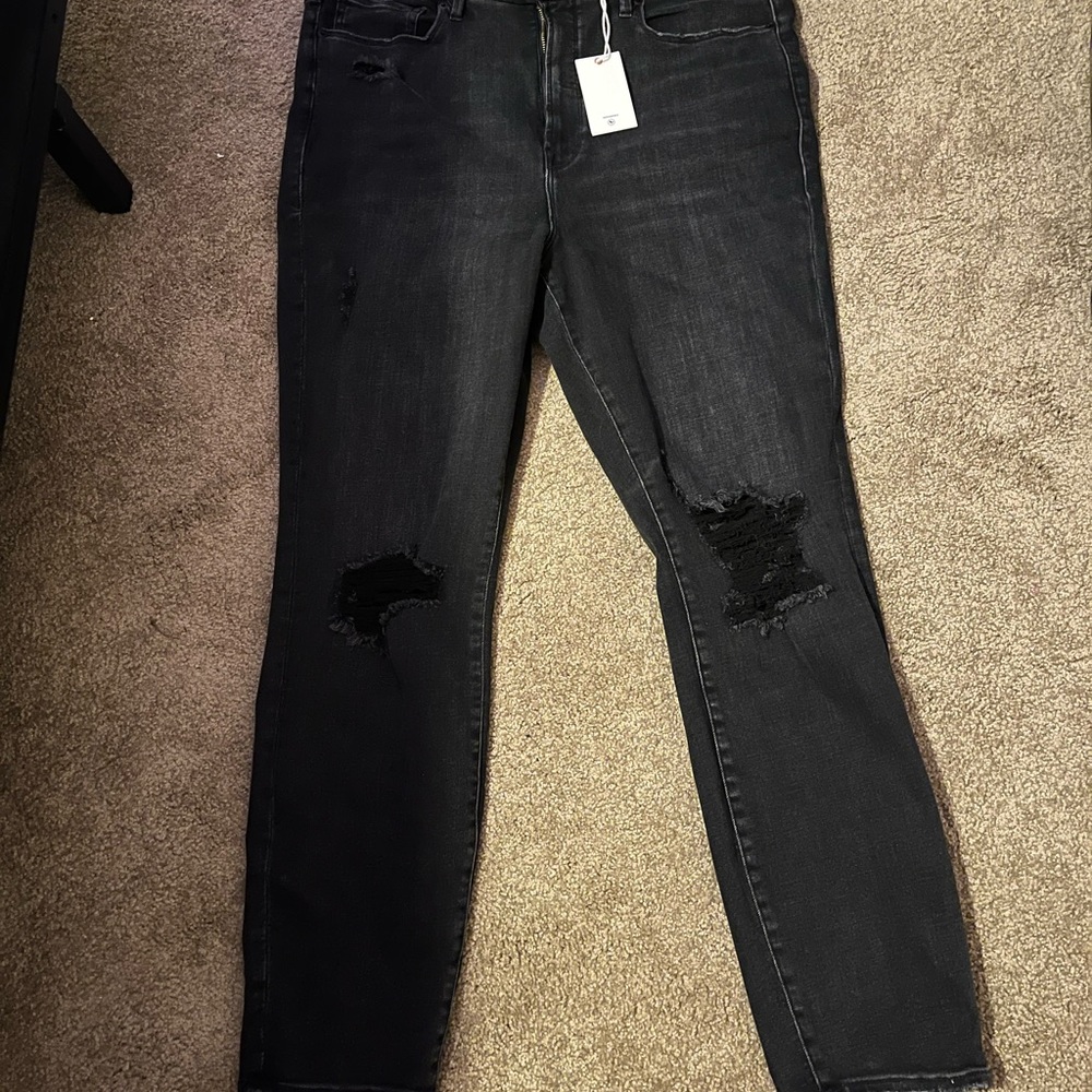 Size 20 Good American Black Distressed jeans